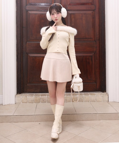 one after another NICE CLAUP ニット セーター オフショルフェイク