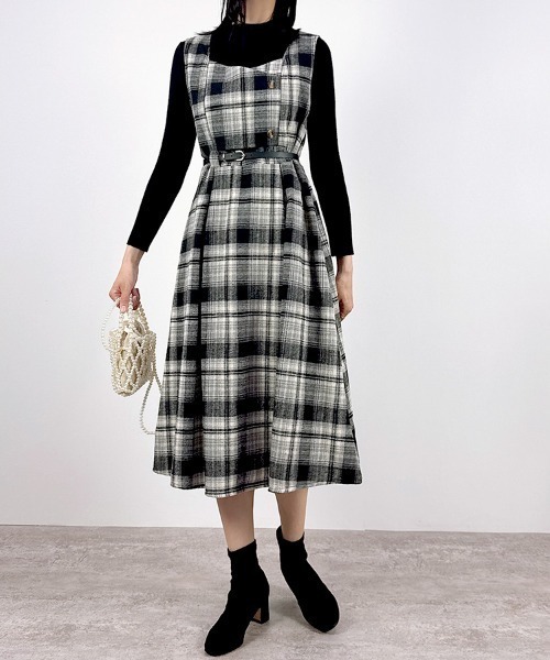 CLOTHY ワンピース 「インナーと細ベルトがセットになった3点セット