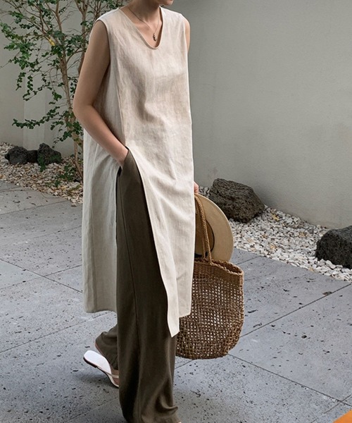 「CADBURY」 ノースリーブワンピース SMALL ベージュ レディース_画像2