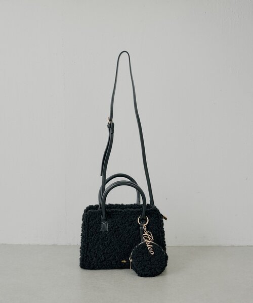 黒ムートン ハンドバッグ ゴールド金具　定価8.5万 スモール ターンロック バケットバッグ womens. 23800 | COLE_HAAN