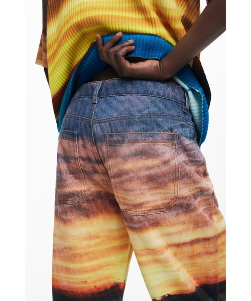 Desigual デシグアル BOTTER/デニムパンツ サイズ:L サンセットプリント/定価37.899円/イルカ    マルチカラー ユニセックス / 240001200382 Desigual（デシグアル） ジーンズ デニム デニムパンツ 「Desigual