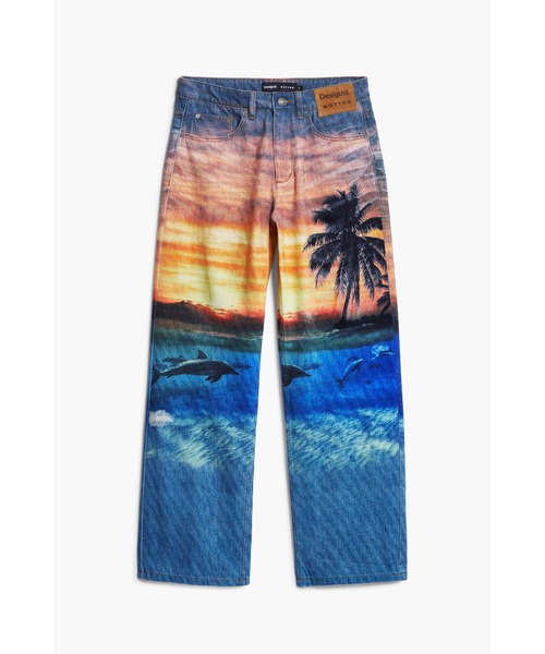 Desigual デシグアル BOTTER/デニムパンツ サイズ:L サンセットプリント/定価37.899円/イルカ    マルチカラー ユニセックス / 240001200382 Desigual（デシグアル） ジーンズ デニム デニムパンツ 「Desigual