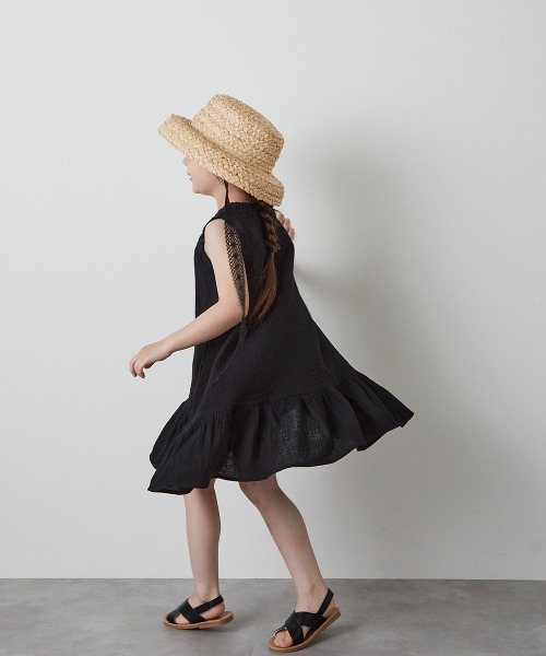 「riziere」 「KIDS」ノースリーブワンピース 100 ブラック キッズ_画像4