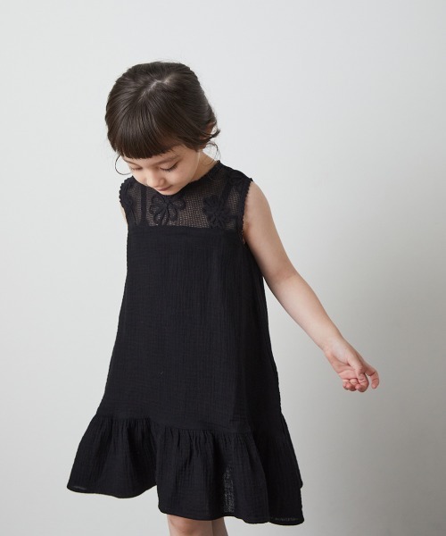 「riziere」 「KIDS」ノースリーブワンピース 100 ブラック キッズ_画像7