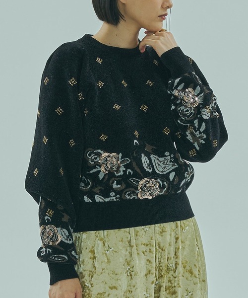 ROSE BUD（ローズバッド） ニット セーター (mici)BEADS and SEQUIN