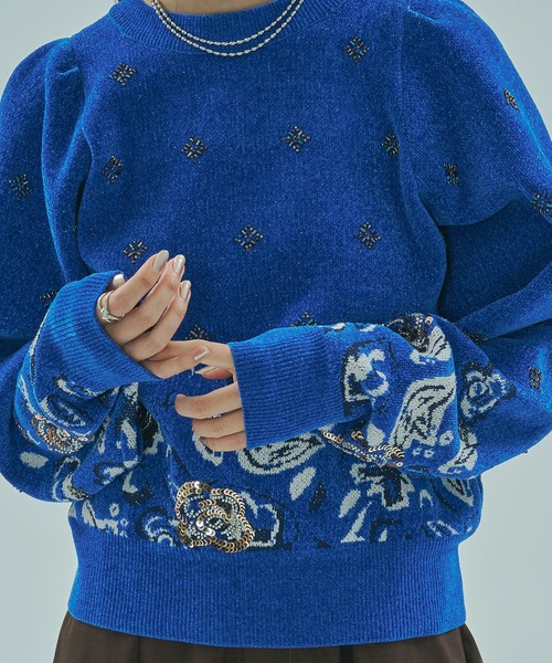 ROSE BUD（ローズバッド） ニット セーター (mici)BEADS and SEQUIN