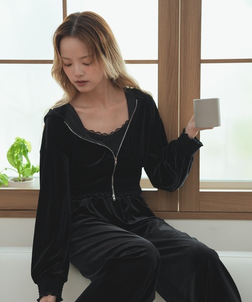  ベロアブラック セットアップS セットアップ 「SET ITEM」velour set up /ベロアセットアップ
