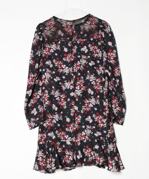 「Tara Jarmon」 花柄長袖ワンピース 36 ブラック レディース_画像2