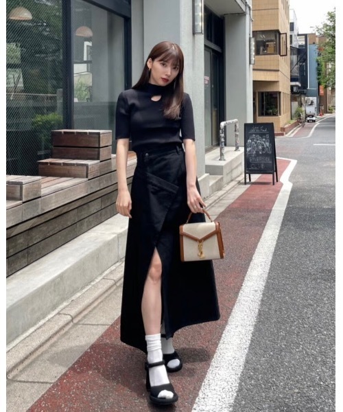 「LEANN MOMENT」 デニムスカート MEDIUM ブラック レディース_画像5