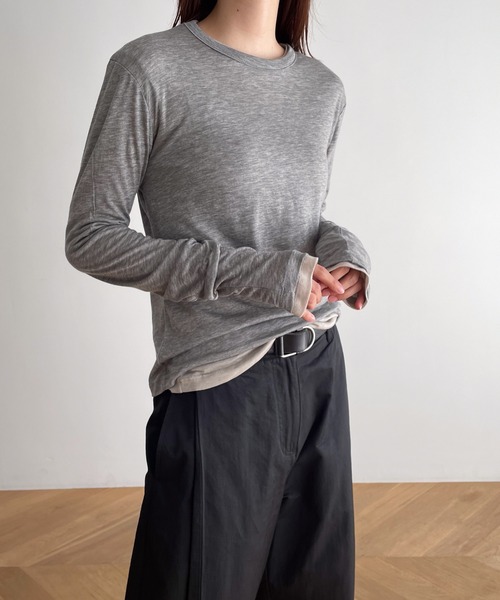 「CANAL JEAN」 長袖カットソー ONE SIZE ネイビー レディース_画像2