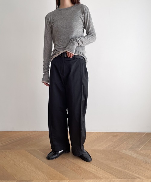 「CANAL JEAN」 長袖カットソー ONE SIZE ネイビー レディース_画像6