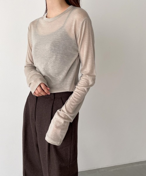 「CANAL JEAN」 長袖カットソー ONE SIZE ネイビー レディース_画像7