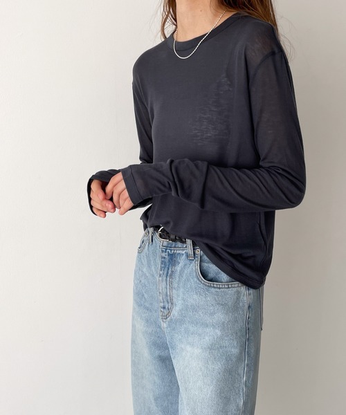 「CANAL JEAN」 長袖カットソー ONE SIZE ネイビー レディース_画像8