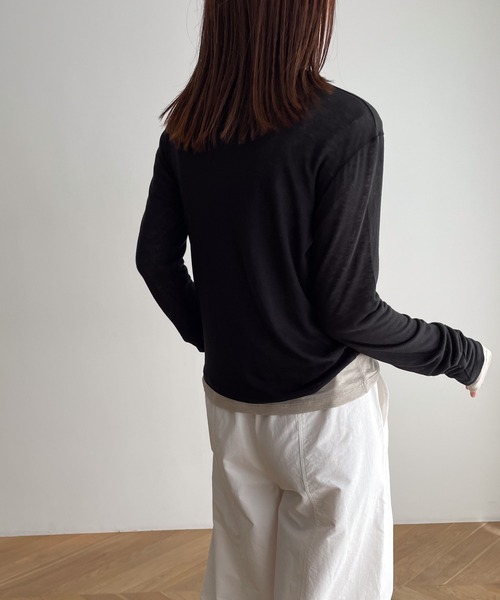 「CANAL JEAN」 長袖カットソー ONE SIZE ネイビー レディース_画像9