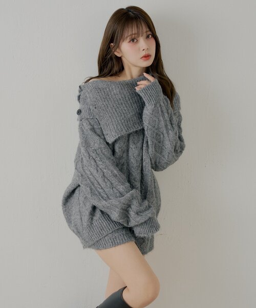 Chico（チコ） ニット セーター 「セットアップ対応」ケーブルニット+