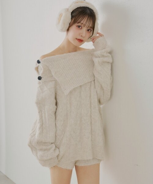 Chico(チコ) ニット セーター 「セットアップ対応」ケーブルニット+ Chico(チコ) ニット セーター 「セットアップ対応」ケーブルニット+