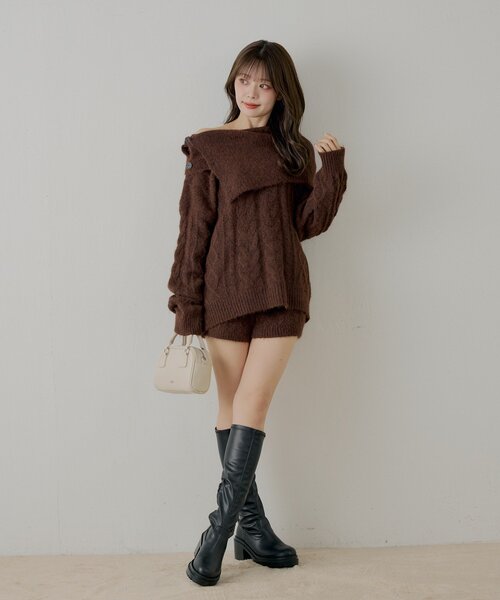 Chico（チコ） ニット セーター 「セットアップ対応」ケーブルニット+