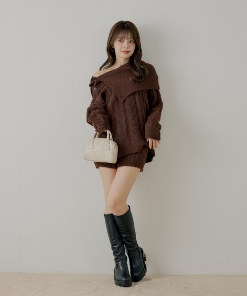 Chico（チコ） ニット セーター 「セットアップ対応」ケーブルニット+