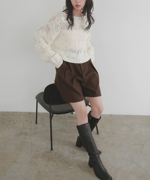 「LIAN」 ハーフパンツ FREE チャコールグレー レディース_画像2