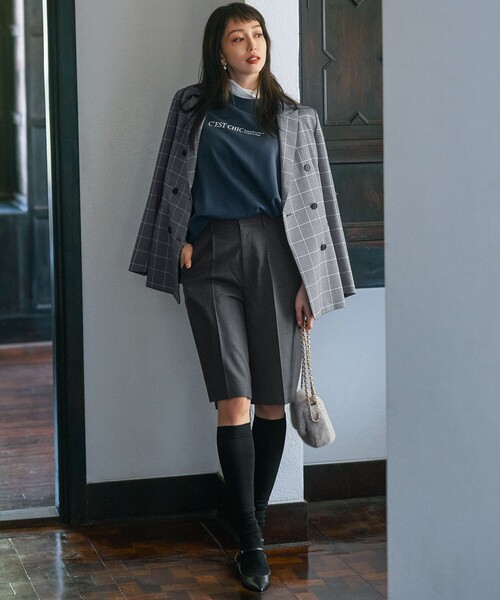 「23区 S」 ハーフパンツ 34 ネイビー レディース_画像2