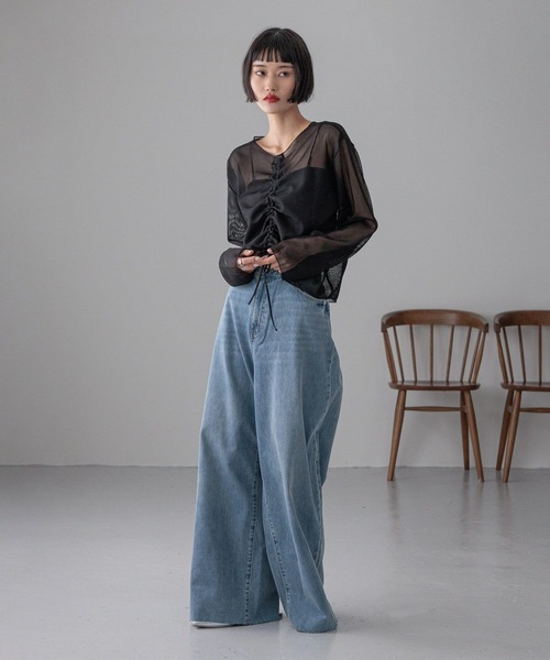 「LOWRYS FARM」 デニムパンツ MEDIUM ブルー レディース_画像5