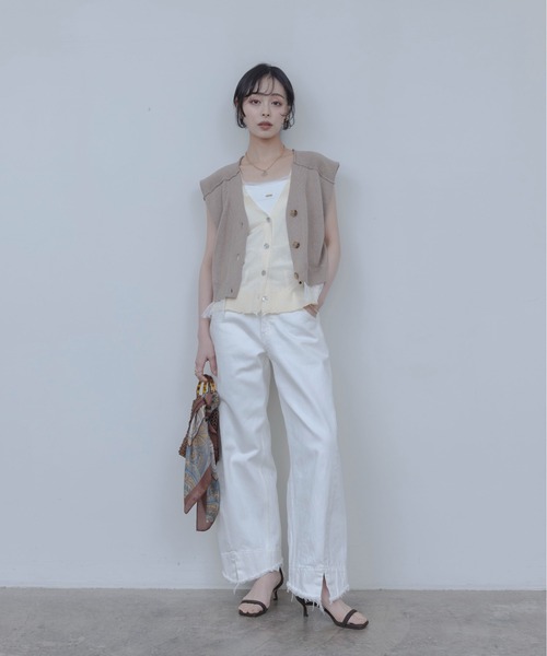 Eimee Law（エイミーロウ） ベスト ジレ レーストリムレイヤードニット