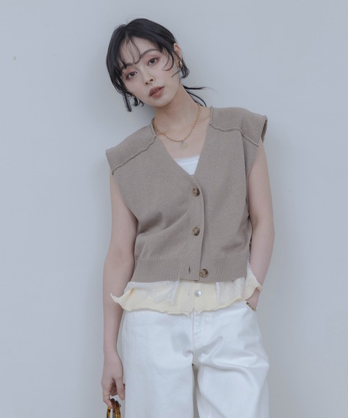 Eimee Law（エイミーロウ） ベスト ジレ レーストリムレイヤードニット