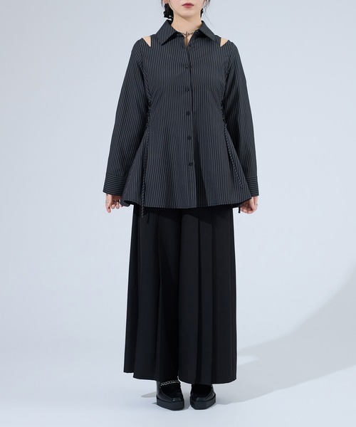 Ellno de Mavie（エルノデメヴィ） ブラウス シャツ ストライプレース