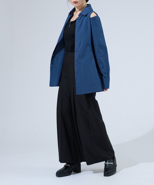 Ellno de Mavie（エルノデメヴィ） ブラウス シャツ ストライプレース