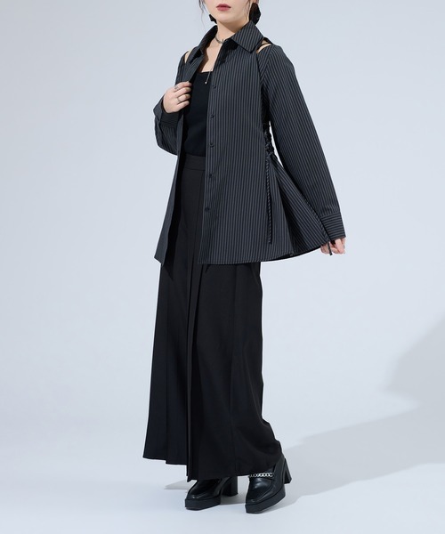 Ellno de Mavie（エルノデメヴィ） ブラウス シャツ ストライプレース