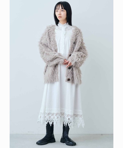 「MEDE19F」 ニットカーディガン LL グレイッシュベージュ レディース_画像4