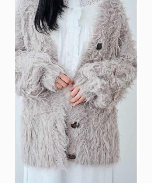 「MEDE19F」 ニットカーディガン LL グレイッシュベージュ レディース_画像6