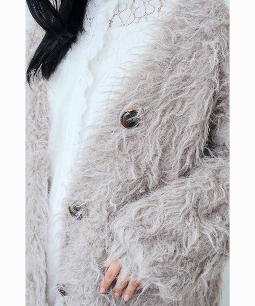 「MEDE19F」 ニットカーディガン LL グレイッシュベージュ レディース_画像7