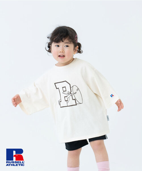 ディーラー様製　1/6BJDサイズ　アウトフィット　ホワイト　男の子服　女の子服 petit main and D. tシャツ 「ラッセルアスレチック」ワイド半袖T