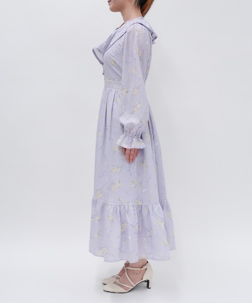 axes femme（アクシーズ ファム） ワンピース ミモザ×ラベンダー柄OP