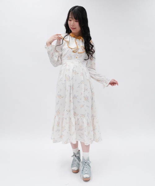 axes femme（アクシーズ ファム） ワンピース ミモザ×ラベンダー柄OP