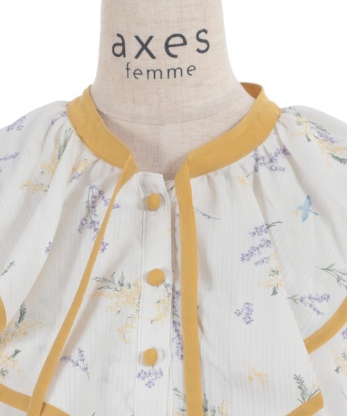 axes femme（アクシーズ ファム） ワンピース ミモザ×ラベンダー柄OP