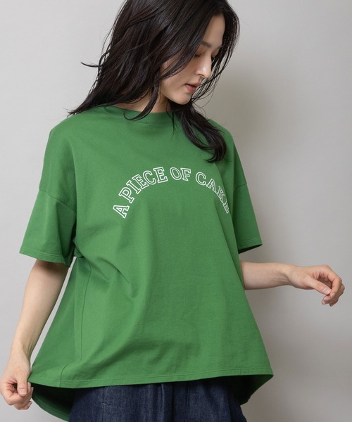 tシャツ ”A PIECE OF CAKE”ロゴプリントTシャツ レディースの画像