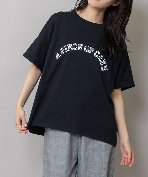 tシャツ ”A PIECE OF CAKE”ロゴプリントTシャツ レディースの画像