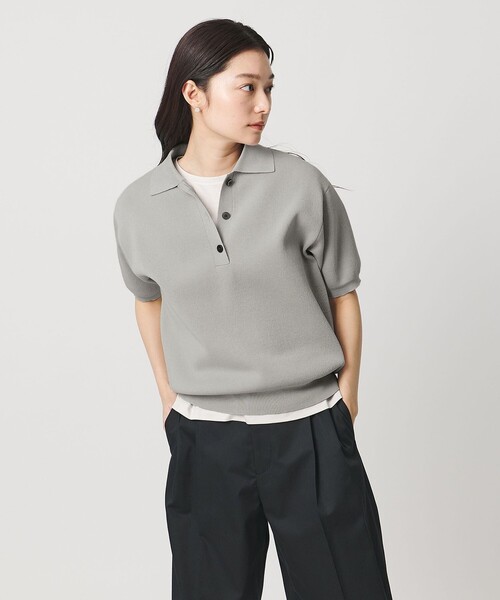 ニット セーター 「MARW UNITED ARROWS」ポロカラー ショートスリーブ ニット レディースの画像