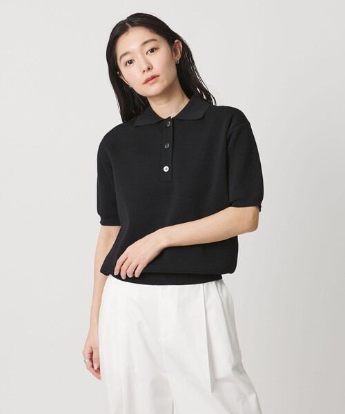 ニット セーター 「MARW UNITED ARROWS」ポロカラー ショートスリーブ ニット レディースの画像