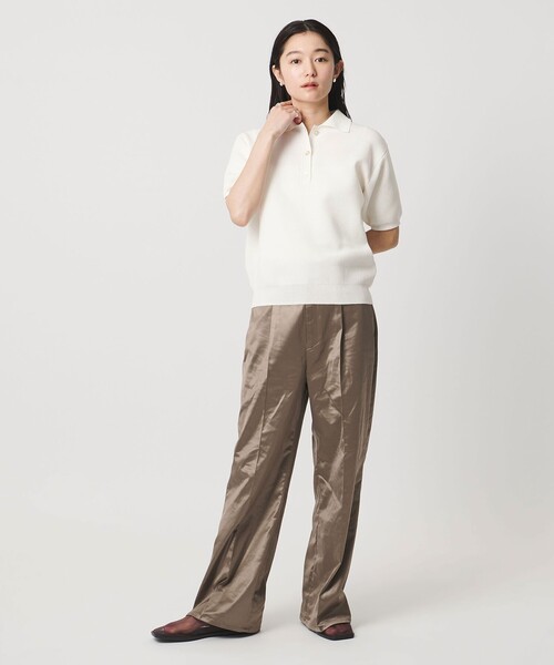ユナイテッドアローズ　2.2万円　モールショートスリーブニット　ミルキーワイト UNITED ARROWS - ユナイテッドアローズ 2.2万円 モールショート