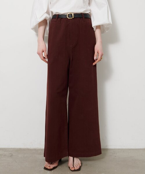 ワイドパンツ チノパン ワンウォッシュチノパンツ レディースの画像