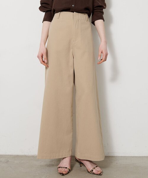 ワイドパンツ チノパン ワンウォッシュチノパンツ レディースの画像