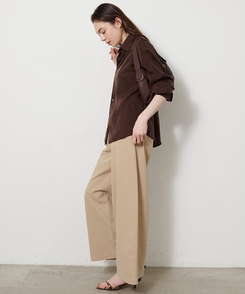 ワイドパンツ チノパン ワンウォッシュチノパンツ レディースの画像