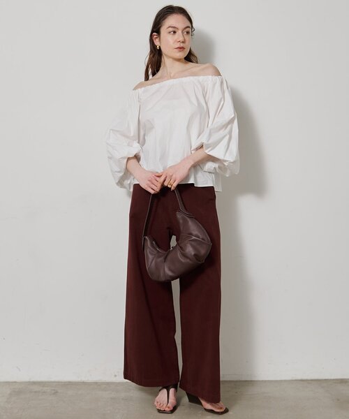 ワイドパンツ チノパン ワンウォッシュチノパンツ レディースの画像