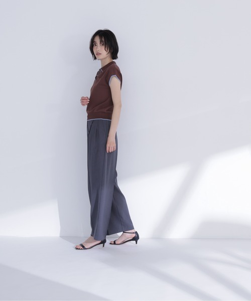 ニット セーター バイカラーラインスキッパーニット レディースの画像