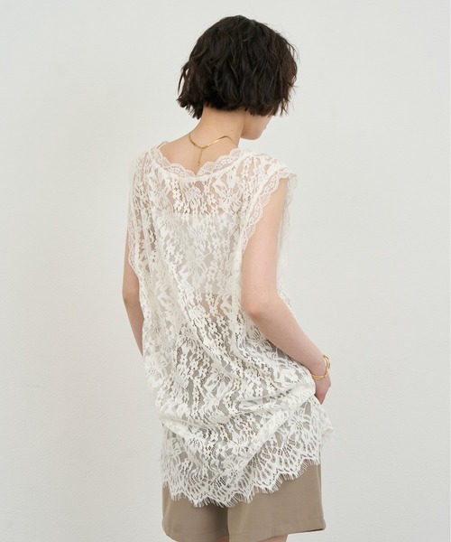 NUJOH ベスト ジレ Lace Sleeveless Tunic Top / レースノースリーブ