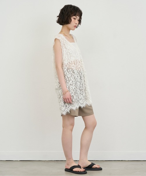 NUJOH ベスト ジレ Lace Sleeveless Tunic Top / レースノースリーブ