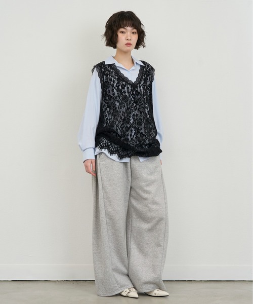 NUJOH ベスト ジレ Lace Sleeveless Tunic Top / レースノースリーブ
